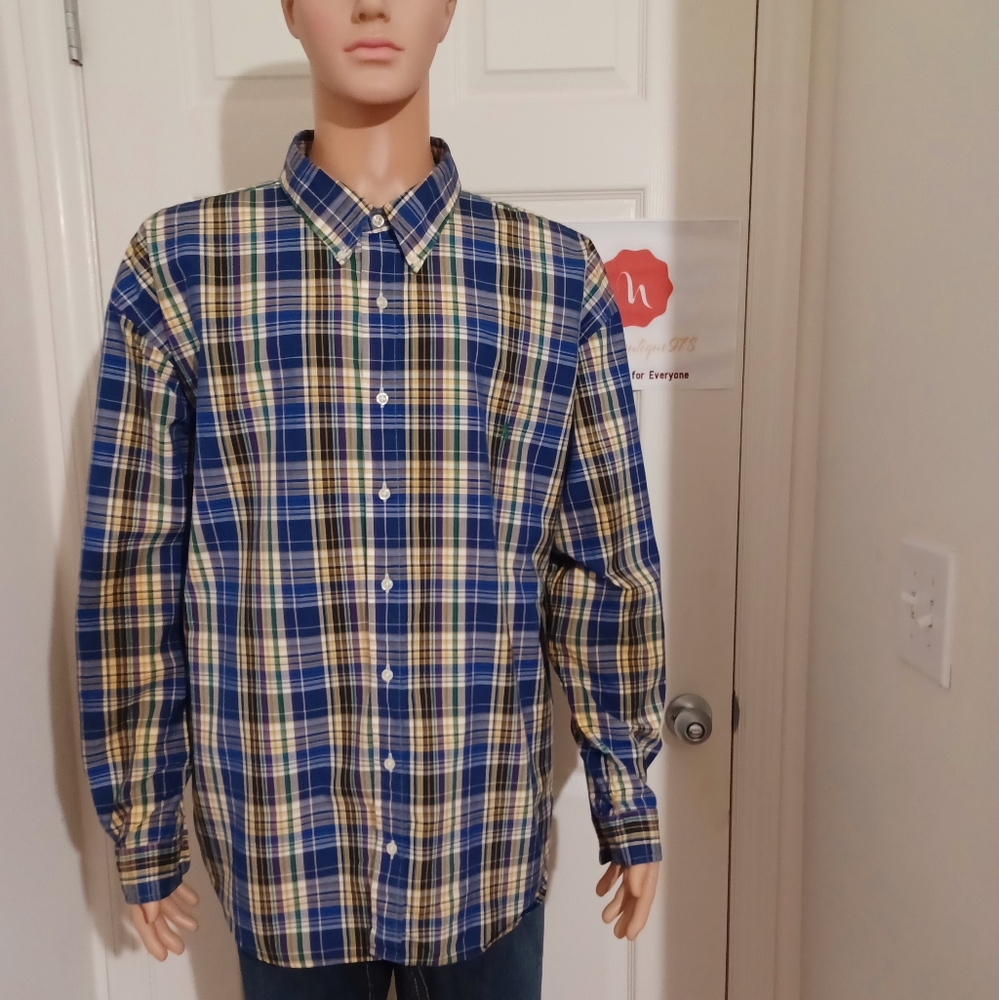 Ralph Lauren Classic Fit Mens Long Sleeve Plaid Oxford Shirt (Size 3XB)